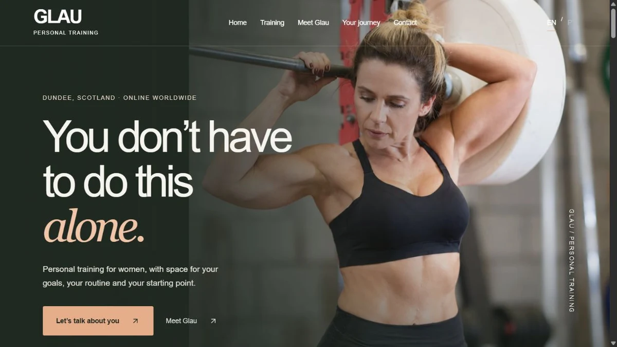 Página inicial do site GLAU — Personal Training